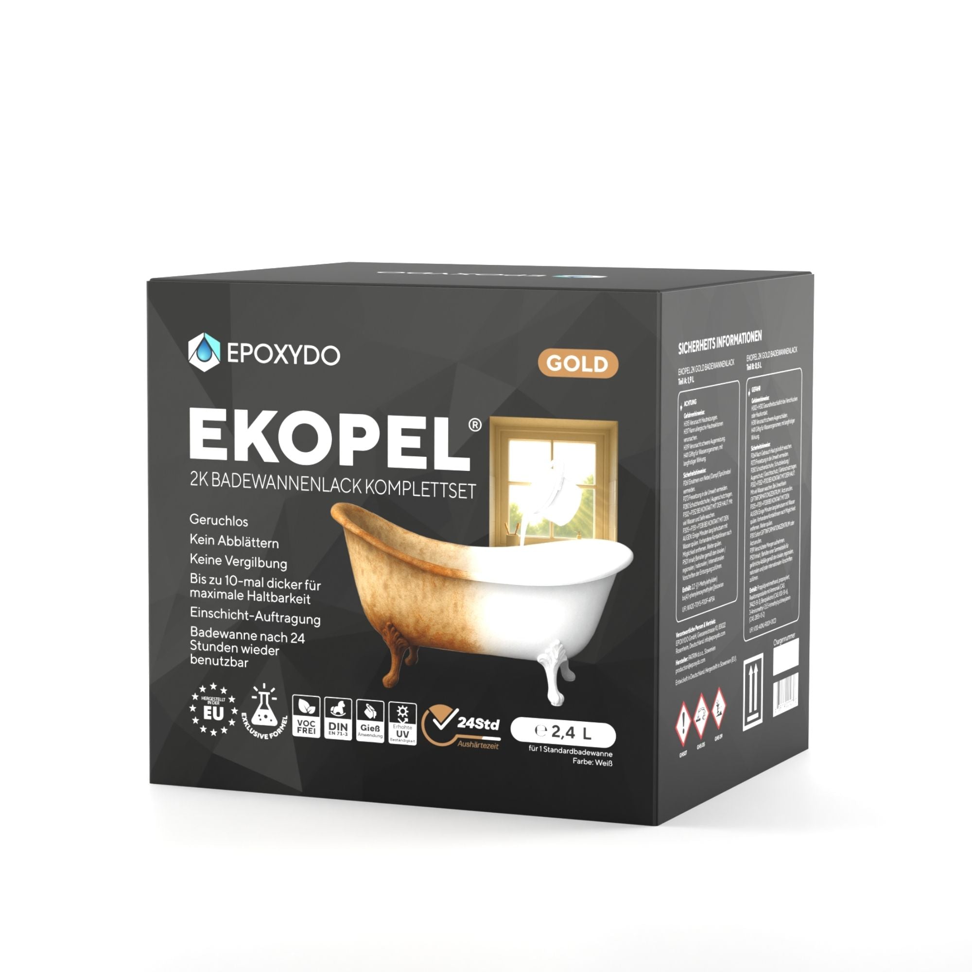 EKOPEL 2K-GOLD Premium Bathtub coating. 24h curing time. High UV-resistance.